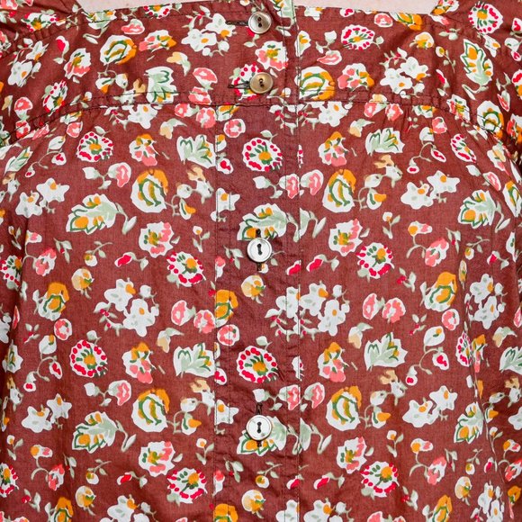 405. SAINT LAURENT Rive Gauche 1970s Vintage Floral Print Cotton Blouse Sz 38 - Picture 7 of 9